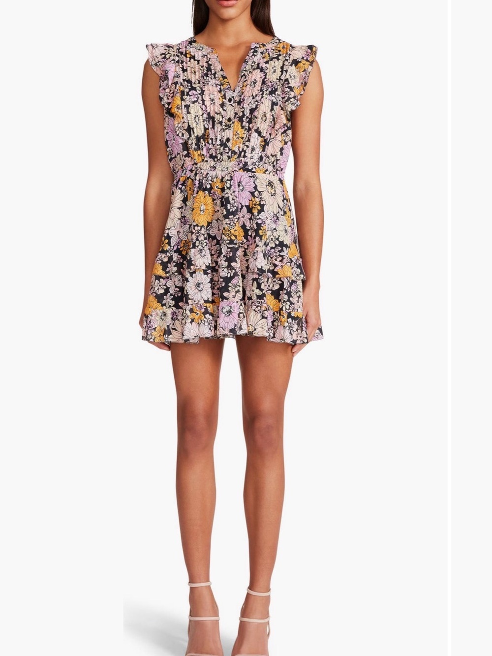BB Dakota by Steve Madden Floral Mini Dress in Black, Yellow, Pink